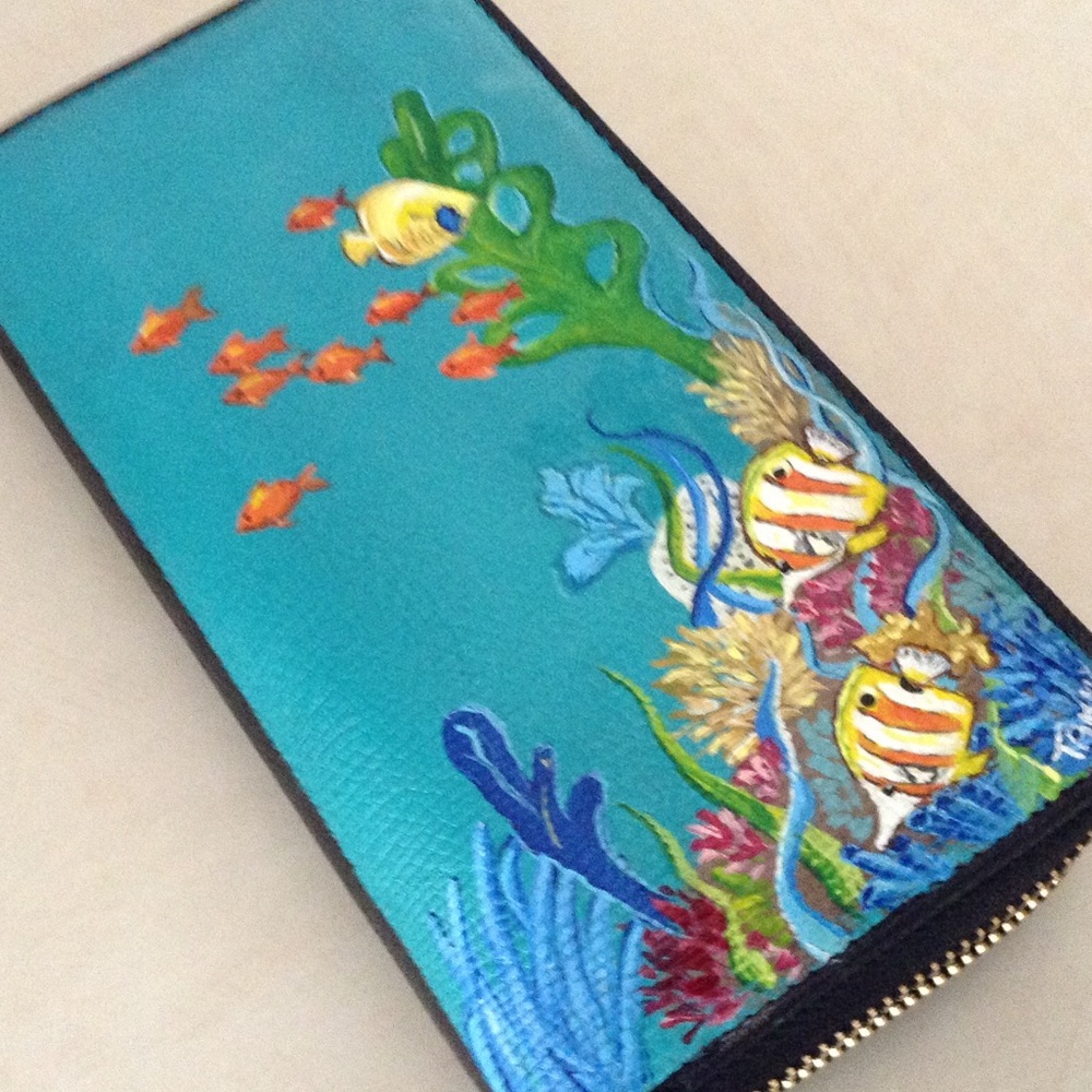 Hand Painted sea themed wallet